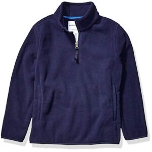 Amazon Essentials Boys' Polar Fleece Quarter-Zip Pullover Jacket, Navy, Medium