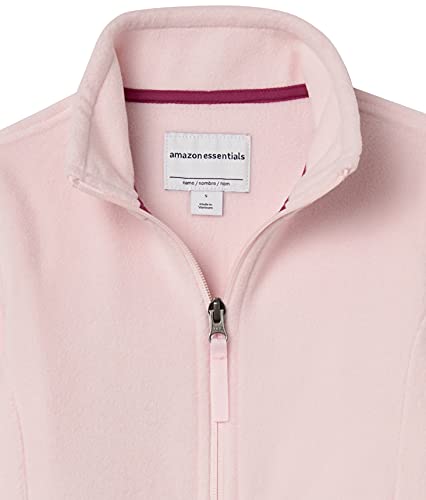 Amazon Essentials Girls' Polar Fleece Full-Zip Mock Jacket, Light Pink, Small