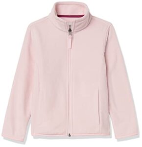 amazon essentials girls' polar fleece full-zip mock jacket, light pink, small