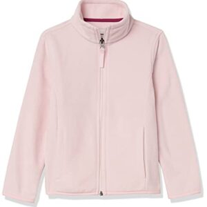 Amazon Essentials Girls' Polar Fleece Full-Zip Mock Jacket, Light Pink, Small