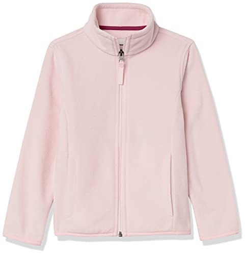 Amazon Essentials Girls' Polar Fleece Full-Zip Mock Jacket, Light Pink, Small