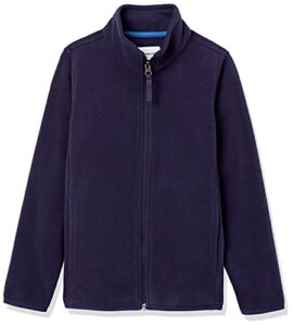 amazon essentials boys' polar fleece full-zip mock jacket, navy, medium
