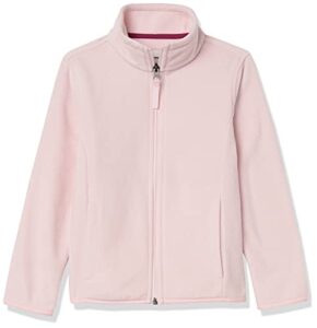 amazon essentials girls' polar fleece full-zip mock jacket, light pink, large