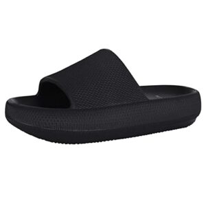 shevalues pillow soft slide sandals for women men non-slip shower shoes bath slippers summer beach slides, black 40-41