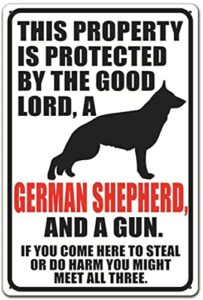 fengyin art, german shepherd warning signs, beware of german shepherd sign, beware dog sign,predrilled holes for easy mounting tp200104, 8x12 in