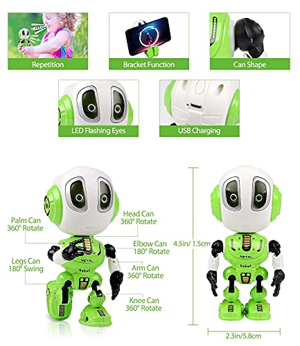 Aubllo Robots for Kids Toys Stocking Stuffers for Boys Girls-2022 Mini Talking Interactive Robots with 10 Hours Working Time USB Charging Led Eye Kids Toys for Boys Girls (Fruit Green)