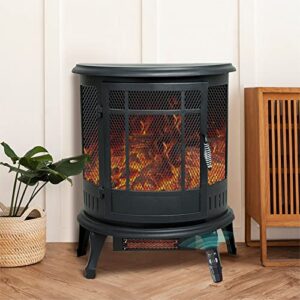 c-hopetree 25 inch tall portable electric wood stove fireplace with flame effect, freestanding indoor space heater with remote