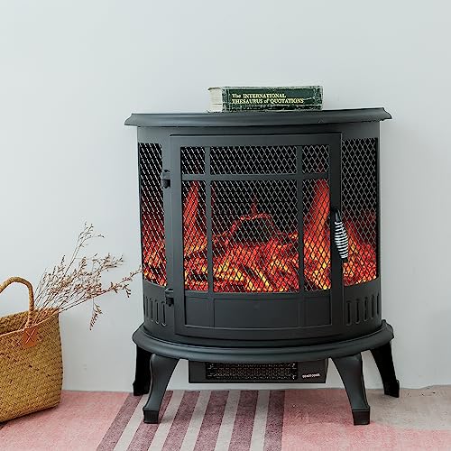 C-Hopetree 25 inch tall Portable Electric Wood Stove Fireplace with Flame Effect, Freestanding Indoor Space Heater with Remote