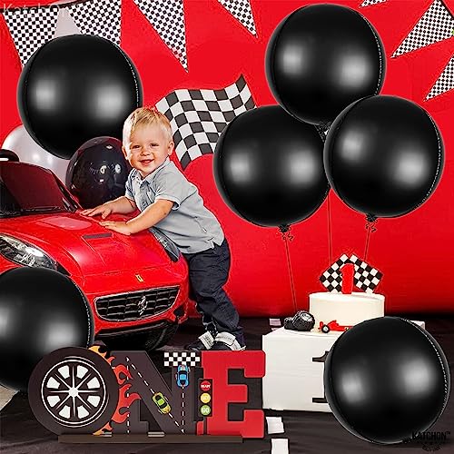 Giant 22 Inch Matte Black Foil Balloons - Pack of 6 | Black Round Balloons 360 Degree 4D Metallic Black Balloons | Black Birthday Decorations | Black Metallic Balloons, Graduation Decorations 2023