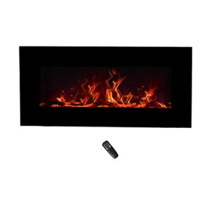 c-hopetree 34 inch wide electric fireplace, wall mounted or freestanding portable room heater with remote and thermostat