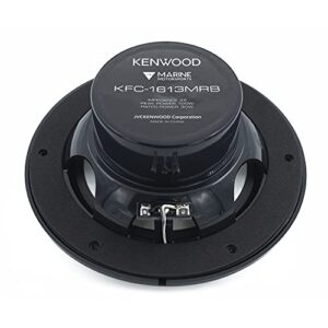 Kenwood KFC-1613MRB/W 6.5 Inch 2 Way Coaxial Waterproof Marine/Motorsports/Car Speakers, Pair, 4 Ohm, 100 Peak Watts (Black)