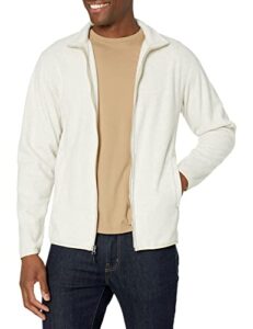 amazon essentials men's full-zip polar fleece jacket (available in big & tall), oatmeal heather, large