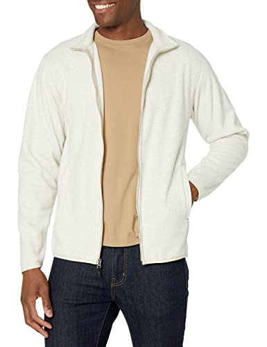 Amazon Essentials Men's Full-Zip Polar Fleece Jacket (Available in Big & Tall), Oatmeal Heather, Large