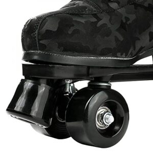 Womens Roller Skates Classic High-top Roller Skates Four-Wheel Roller Skates Shiny Camouflage Roller Skates for Adult Youth Boys Girls Outdoor with Shoes Bag (Black camo,41-US:9)