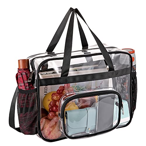 UEOE Clear Bags Stadium Approved,See Through Tote Bag+Shoulder Strap Large Transparent Bag