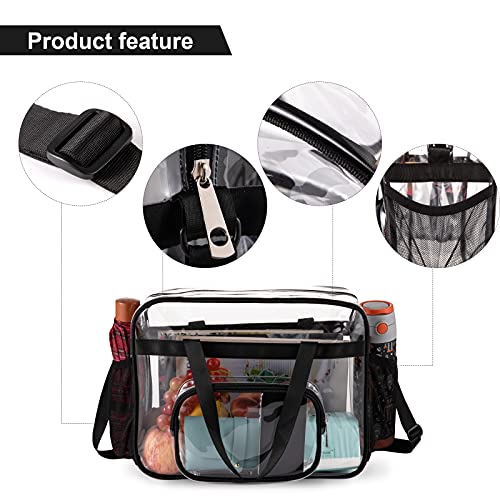 UEOE Clear Bags Stadium Approved,See Through Tote Bag+Shoulder Strap Large Transparent Bag