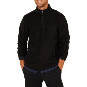 amazon essentials men's quarter-zip polar fleece jacket, black, small