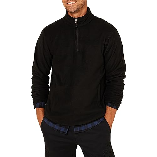 Amazon Essentials Men's Quarter-Zip Polar Fleece Jacket, Black, Small