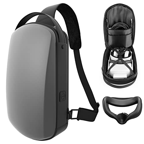 Carrying Case for Oculus Quest 2 - Backpack Sling Bag for Halo Elite Strap, VR Accessories, Switch Steam Deck, Waterproof, Portable Protection - Travel Crossbody Shoulder Bag Fit for Men Women (Grey)