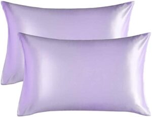 so cal pro satin pillowcase for hair and skin silk pillow case 2 pack, queen size (20x30 inches) slip cooling set of 2 with envelope enclosure (lavender)