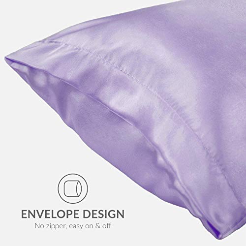 So Cal Pro Satin Pillowcase for Hair and Skin Silk Pillow Case 2 Pack, Queen Size (20x30 inches) Slip Cooling Set of 2 with Envelope Enclosure (Lavender)