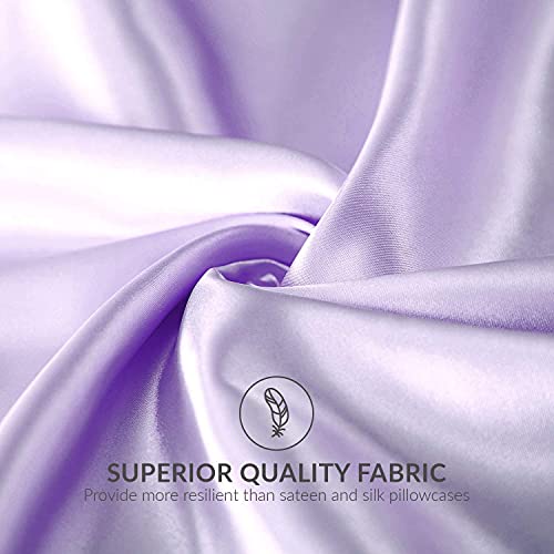 So Cal Pro Satin Pillowcase for Hair and Skin Silk Pillow Case 2 Pack, Queen Size (20x30 inches) Slip Cooling Set of 2 with Envelope Enclosure (Lavender)