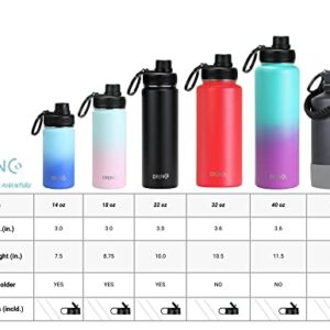 DRINCO Stainless Steel Water Bottle Spout Lid Vacuum Insulated Double Wall Water Bottle Wide Mouth (40oz 32oz 22oz 18oz 14oz) Leak Proof Keeps Cold or Hot (22 oz, 22oz Flamingo Pink)