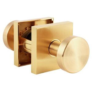 jade + sage harper gold door knob - keyless privacy locking interior door handle, modern door knob, square rosette, gold plated interior door handle, mid-century modern door knob, gold finish
