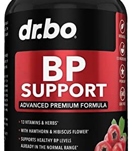 DR. BO Blood BP Support Supplement - Healthy Herbal Garlic & Natural Hibiscus Supplement Health Herbs Vitamin Formula - Hawthorn Pills Heart Vitamins Blend Flow Supplements Capsules for Women & Men