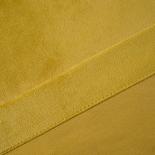 DriftAway Boho Velvet Handmade Tassel Curtain Room Darkening Thermal Insulated Window Curtain Rod Pocket 2 Panels 50 Inch by 84 Inch Gold Yellow