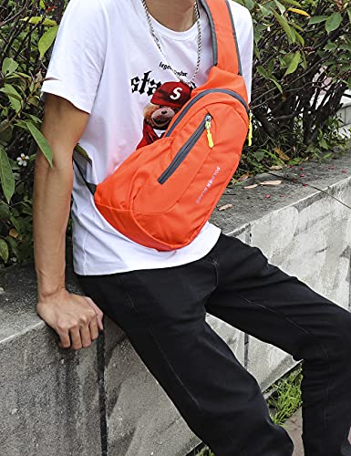 PivotWing Sling Bags for Men Womens Lightweight Small One Strap Chest Side Bag Mini Crossbody Day Pack Everyday Sling Backpack Bodybag for Trip Gym Outdoor Dog Walking Orange