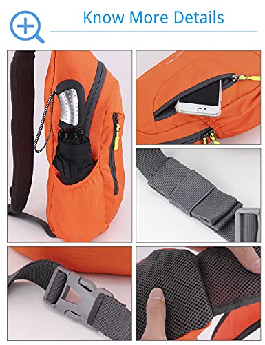 PivotWing Sling Bags for Men Womens Lightweight Small One Strap Chest Side Bag Mini Crossbody Day Pack Everyday Sling Backpack Bodybag for Trip Gym Outdoor Dog Walking Orange