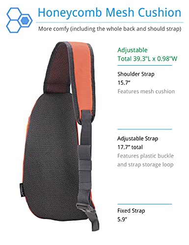 PivotWing Sling Bags for Men Womens Lightweight Small One Strap Chest Side Bag Mini Crossbody Day Pack Everyday Sling Backpack Bodybag for Trip Gym Outdoor Dog Walking Orange