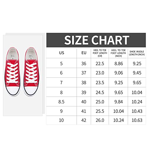 ANTLULU Women’s Canvas Shoes Low Top and Lace up Fashion Casual Sneakers Black and White Classic (5, Red, Numeric_5)