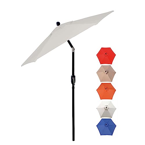 Westcharm Patio Umbrella Outdoor Table Umbrella with 6 Sturdy Ribs and Crank 6.5 ft, Natural Color Umbrella