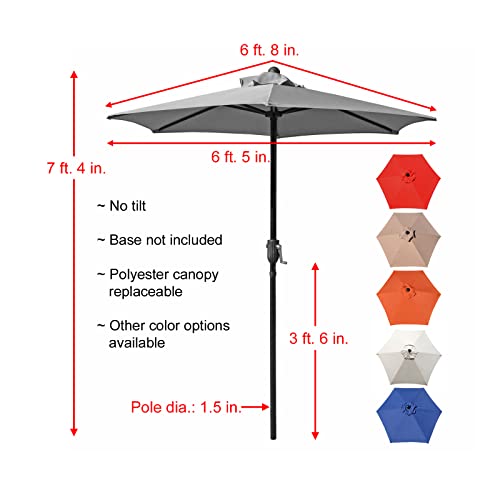 Westcharm Patio Umbrella Outdoor Table Umbrella with 6 Sturdy Ribs and Crank 6.5 ft, Natural Color Umbrella