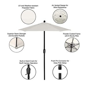 Westcharm Patio Umbrella Outdoor Table Umbrella with 6 Sturdy Ribs and Crank 6.5 ft, Natural Color Umbrella