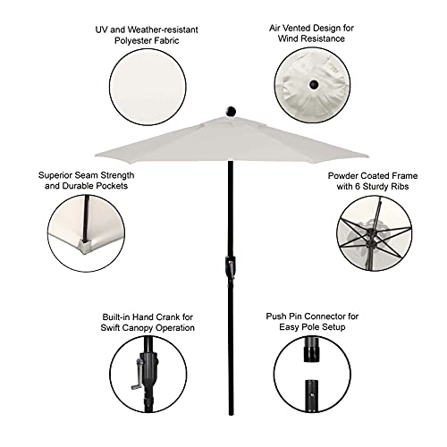 Westcharm Patio Umbrella Outdoor Table Umbrella with 6 Sturdy Ribs and Crank 6.5 ft, Natural Color Umbrella