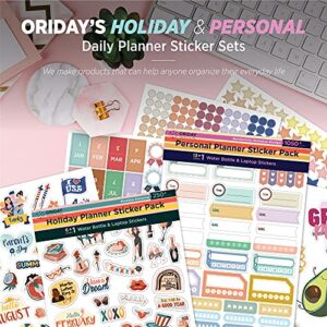 Oriday Daily Planner sticker pack 1,050+ Cute stickers (14 productivity sheets) -Bullet Journal Stickers & Seasonal, Holidays, Budget, Scrapbooking Supplies, Calendar, Payday, Agenda, Note Stickers