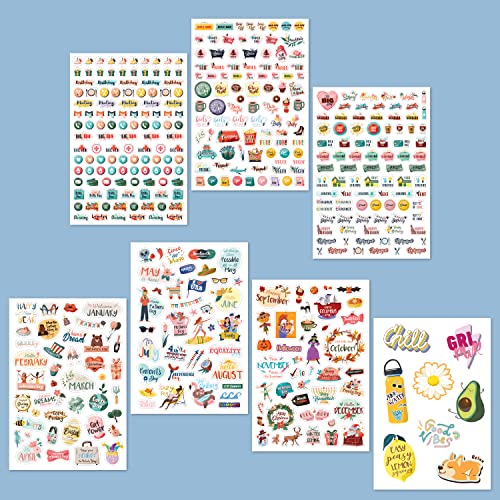 Oriday Daily Planner sticker pack 1,050+ Cute stickers (14 productivity sheets) -Bullet Journal Stickers & Seasonal, Holidays, Budget, Scrapbooking Supplies, Calendar, Payday, Agenda, Note Stickers