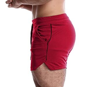Men's 5 Inch Inseam Workout Shorts Athletic Gym Shorts Bodybuilding Short Shorts Casual Running Shorts Red US L