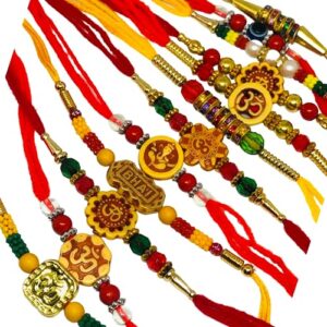 Rakhi for Little Bro, Raksha Bandhan Gifts, Rakhi Thread for Bhaiya, Bhabhi, Sister, Multiple Design with Vary Color - Set of 12