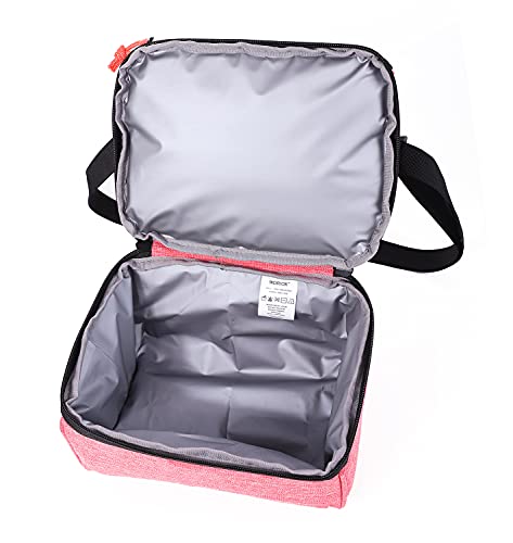 MORIOX Lunch Bag Women Double Deckers Lunch Box for Girls Thermal Insulated Leakproof Cooler with Shoulder Strap for Adults & Kids for Work School Picnic (Orange)