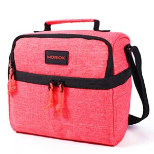 MORIOX Lunch Bag Women Double Deckers Lunch Box for Girls Thermal Insulated Leakproof Cooler with Shoulder Strap for Adults & Kids for Work School Picnic (Orange)