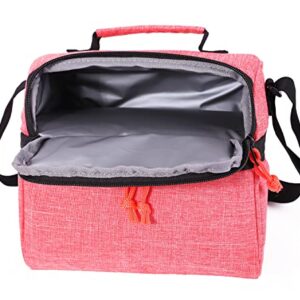 MORIOX Lunch Bag Women Double Deckers Lunch Box for Girls Thermal Insulated Leakproof Cooler with Shoulder Strap for Adults & Kids for Work School Picnic (Orange)