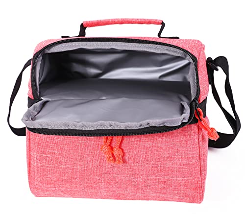 MORIOX Lunch Bag Women Double Deckers Lunch Box for Girls Thermal Insulated Leakproof Cooler with Shoulder Strap for Adults & Kids for Work School Picnic (Orange)