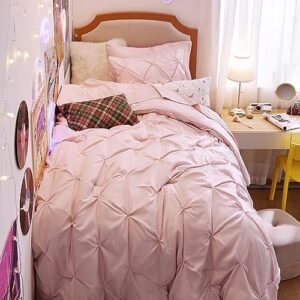 Bedsure Pink Twin Comforter Set for Girls - 5 Pieces Twin Bedding Sets, Pinch Pleat Pink Twin Bed in a Bag with Comforter, Sheets, Pillowcase & Sham, Kids Bedding Set