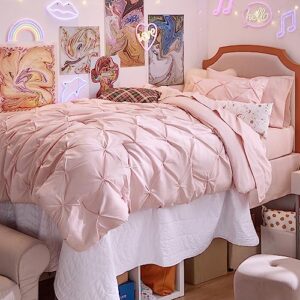 Bedsure Pink Twin Comforter Set for Girls - 5 Pieces Twin Bedding Sets, Pinch Pleat Pink Twin Bed in a Bag with Comforter, Sheets, Pillowcase & Sham, Kids Bedding Set