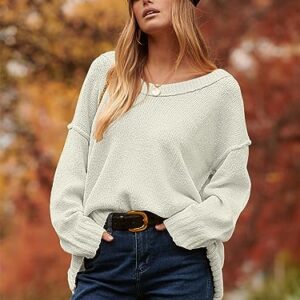 ANRABESS Women's Oversized Sweater Casual Off Shoulder Scoop Neck Long Batwing Sleeve Knit Baggy Slouchy Pullover Tunic Jumper Cute Warm Fall Winter Outfits Tops 38CH9-mibai-S