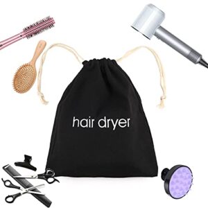 ERKXD Hair Dryer Bags Drawstring Bag Container Hairdryer Bag for travel bathroom (Black)